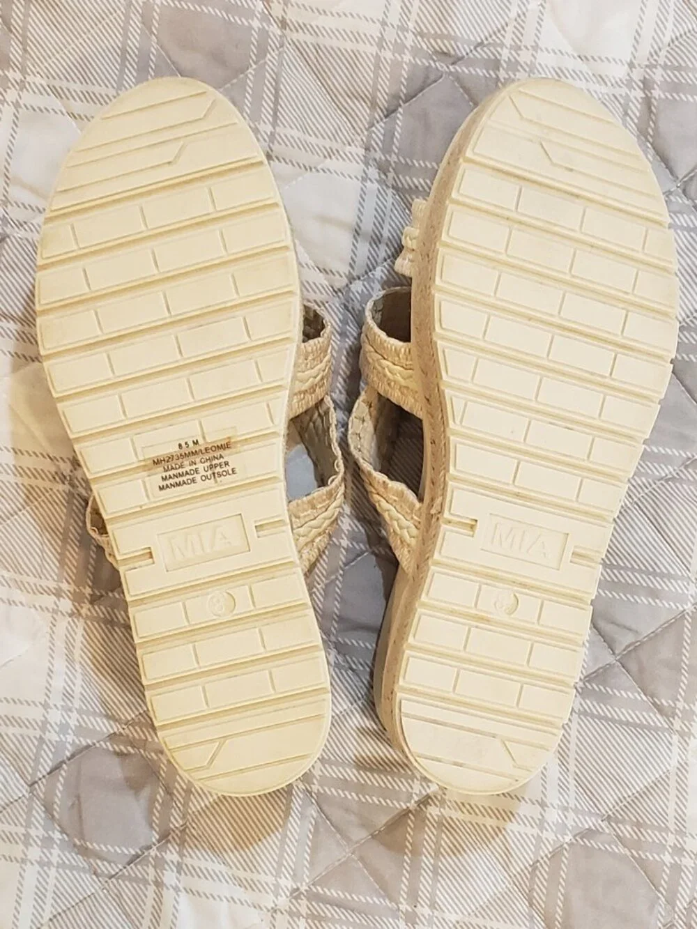 MIA Women's cream Braided platform slide sandals Size 8.5